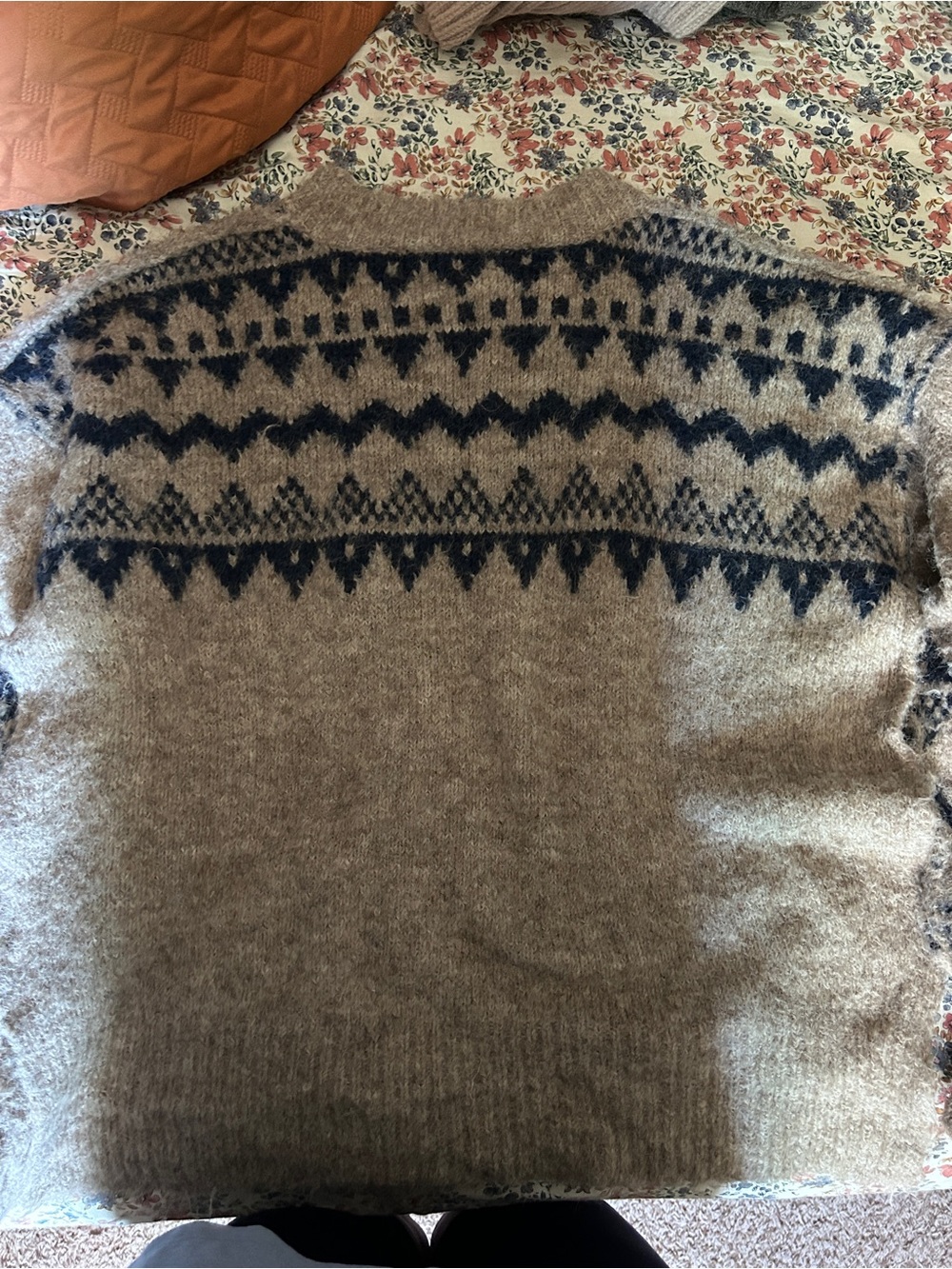 Women’s Taupe Fair Isle Wool Sweater - Classic Pattern